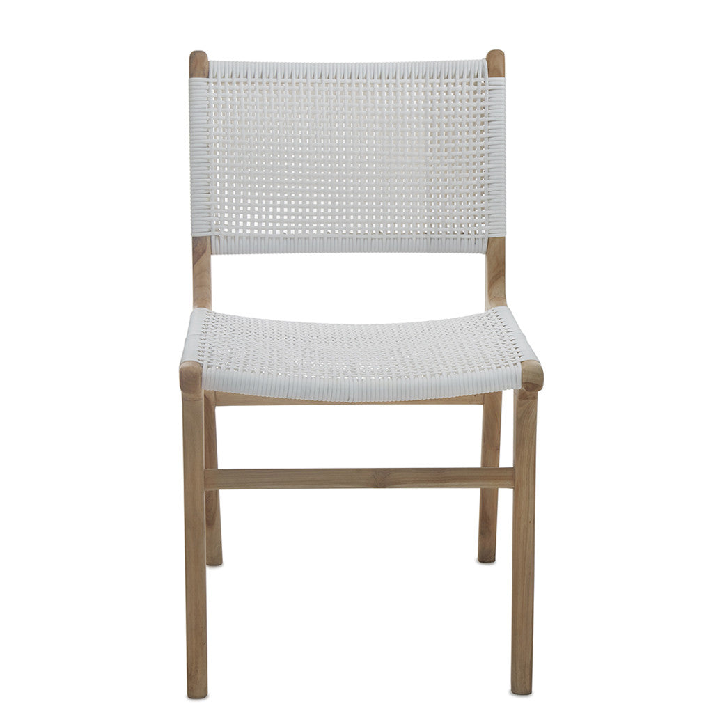 White Open Weave Rattan & Teak Dining Chair – The Grey House