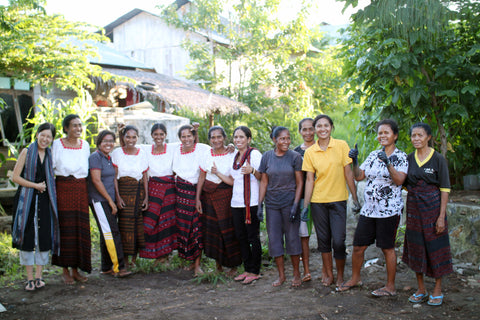 Weavers in Flores where we focus on traditional ikat with natural dye