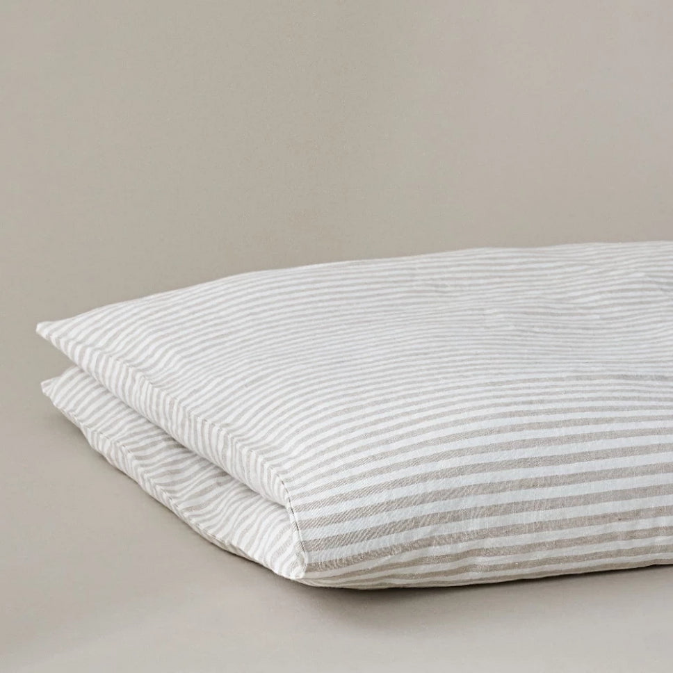 Natural Striped Linen Duvet Cover, Kingsize | Aerende | Sustainable ...