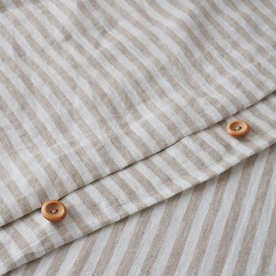 Natural Striped Linen Duvet Cover, Kingsize | Aerende | Sustainable ...