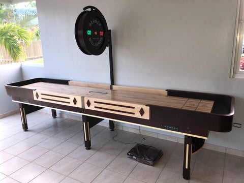 shuffleboard table with electronic scoring