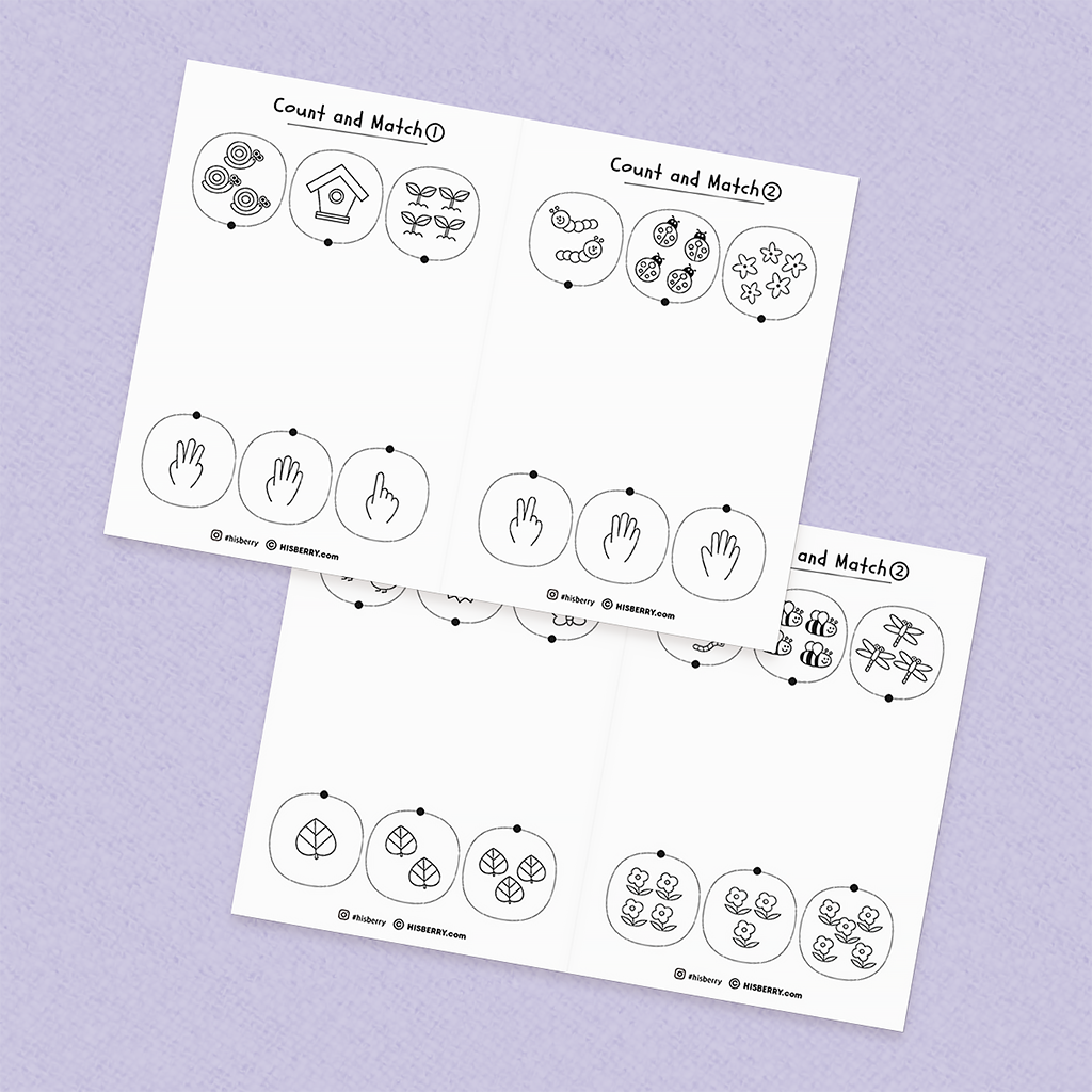 [Spring Math] Counting numbers 1-5 worksheets MiniBook