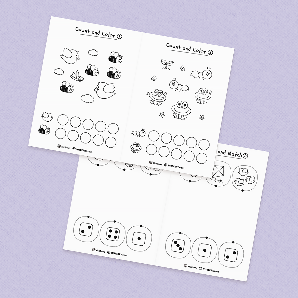 [Spring Math] Counting numbers 1-5 worksheets MiniBook