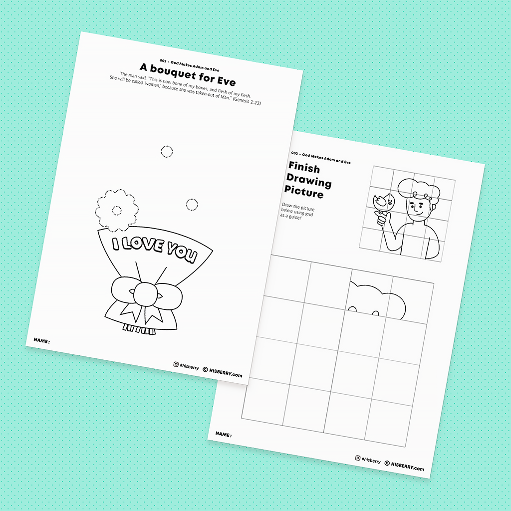 The Garden of Eden Adam and Eve-Drawing and Coloring Pages Pack