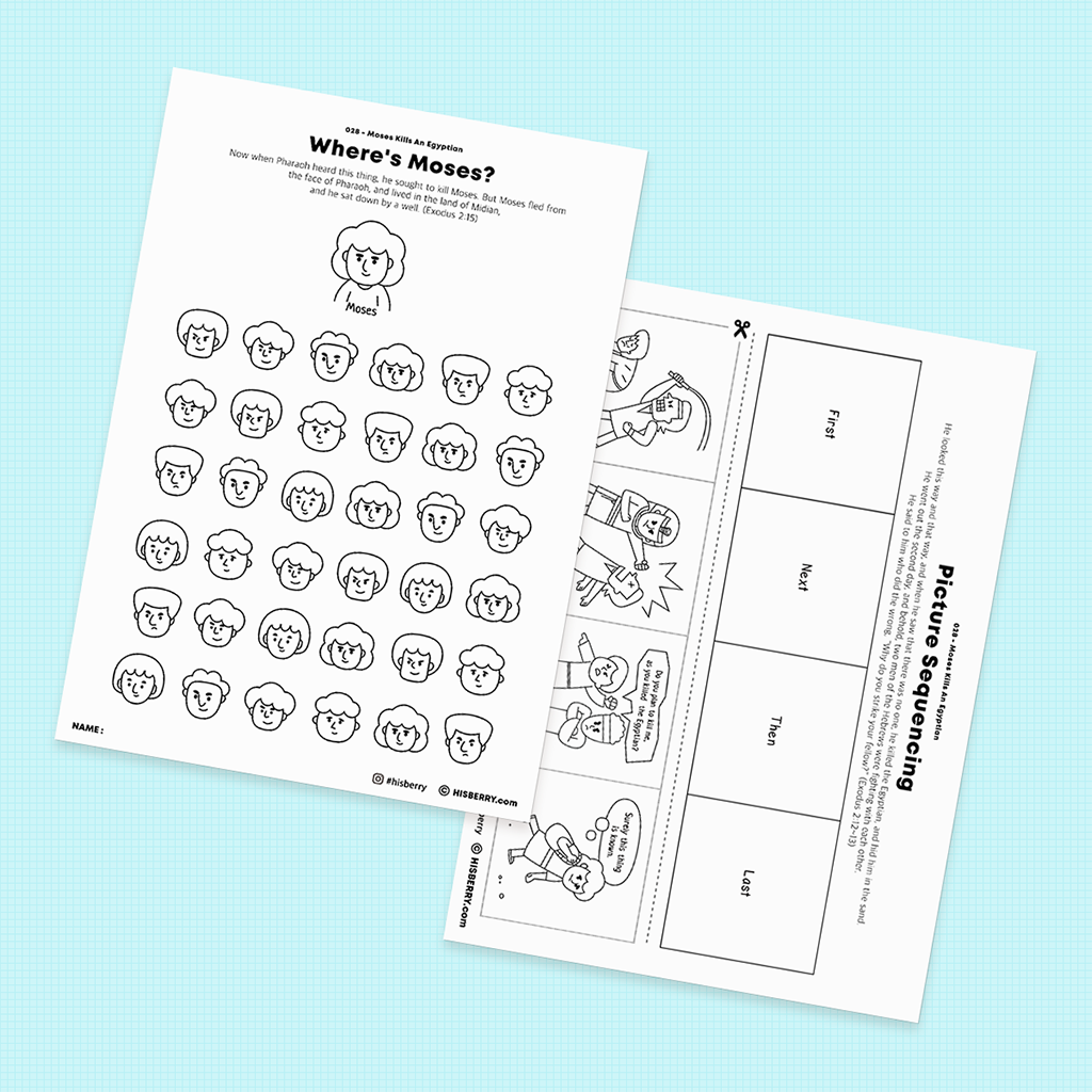 Moses Kills An Egyptian - Activity Worksheets