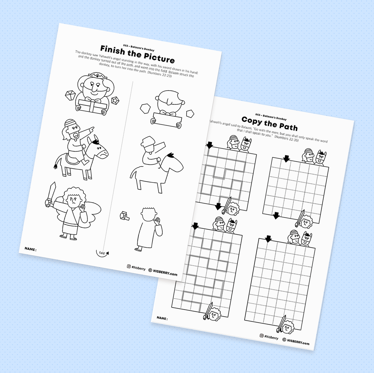 Balaam-and-the-donkey-Bible-drawing-Coloring-pages-printables