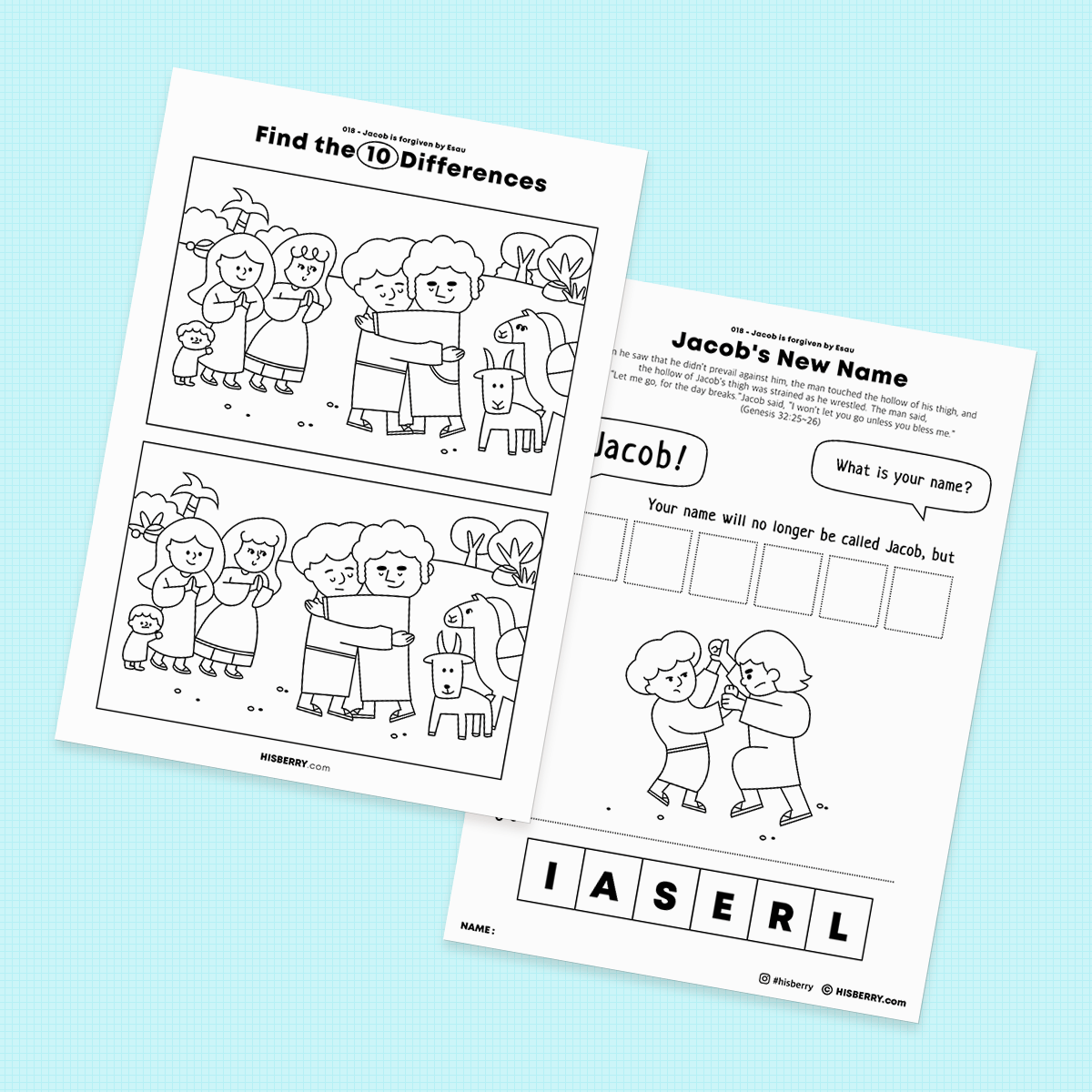 Jacob is forgiven by Esau - Activity Worksheets