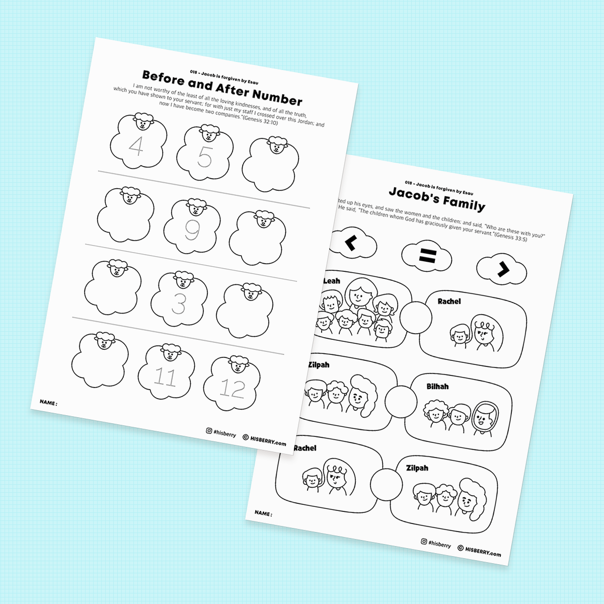 Jacob is forgiven by Esau - Activity Worksheets