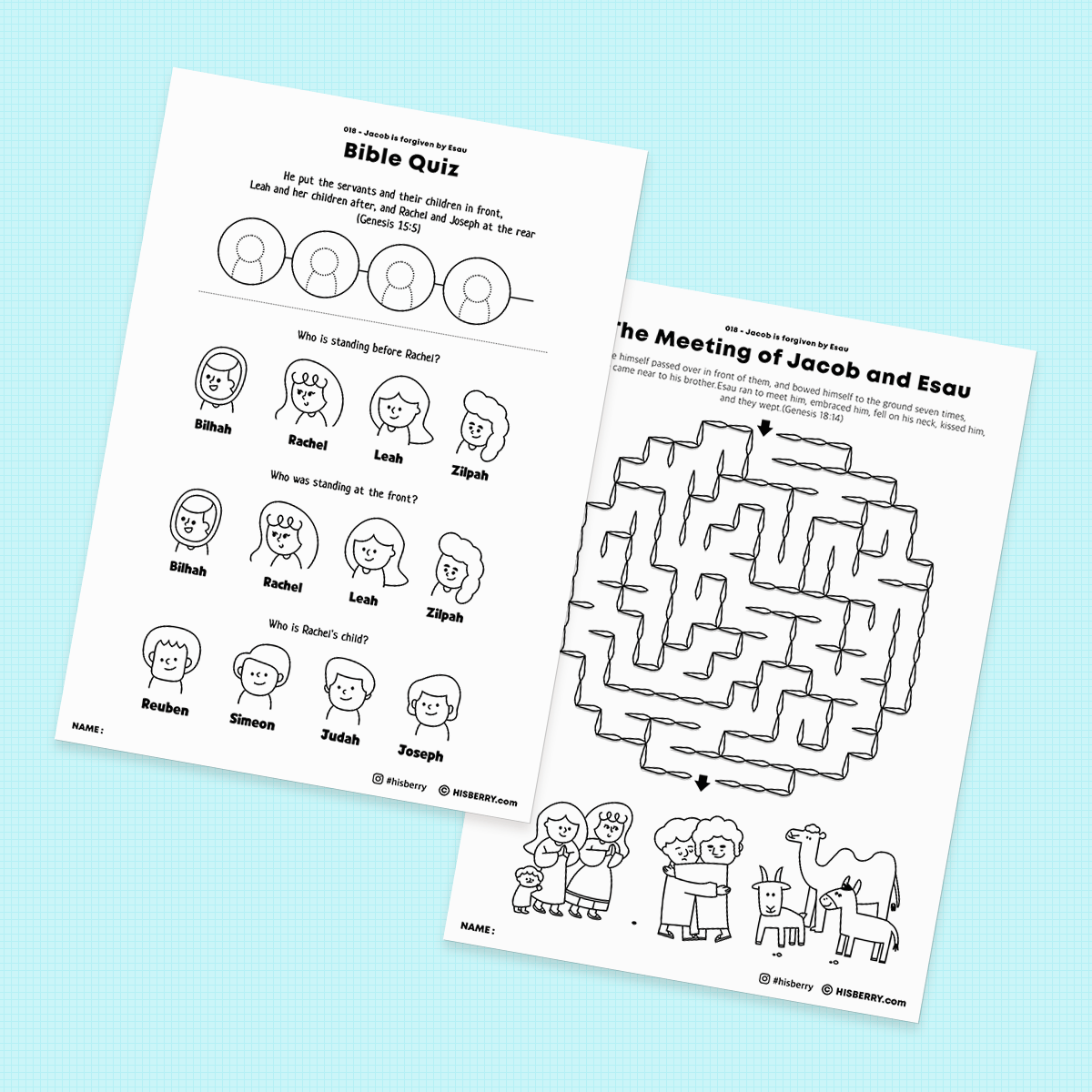 Jacob is forgiven by Esau - Activity Worksheets