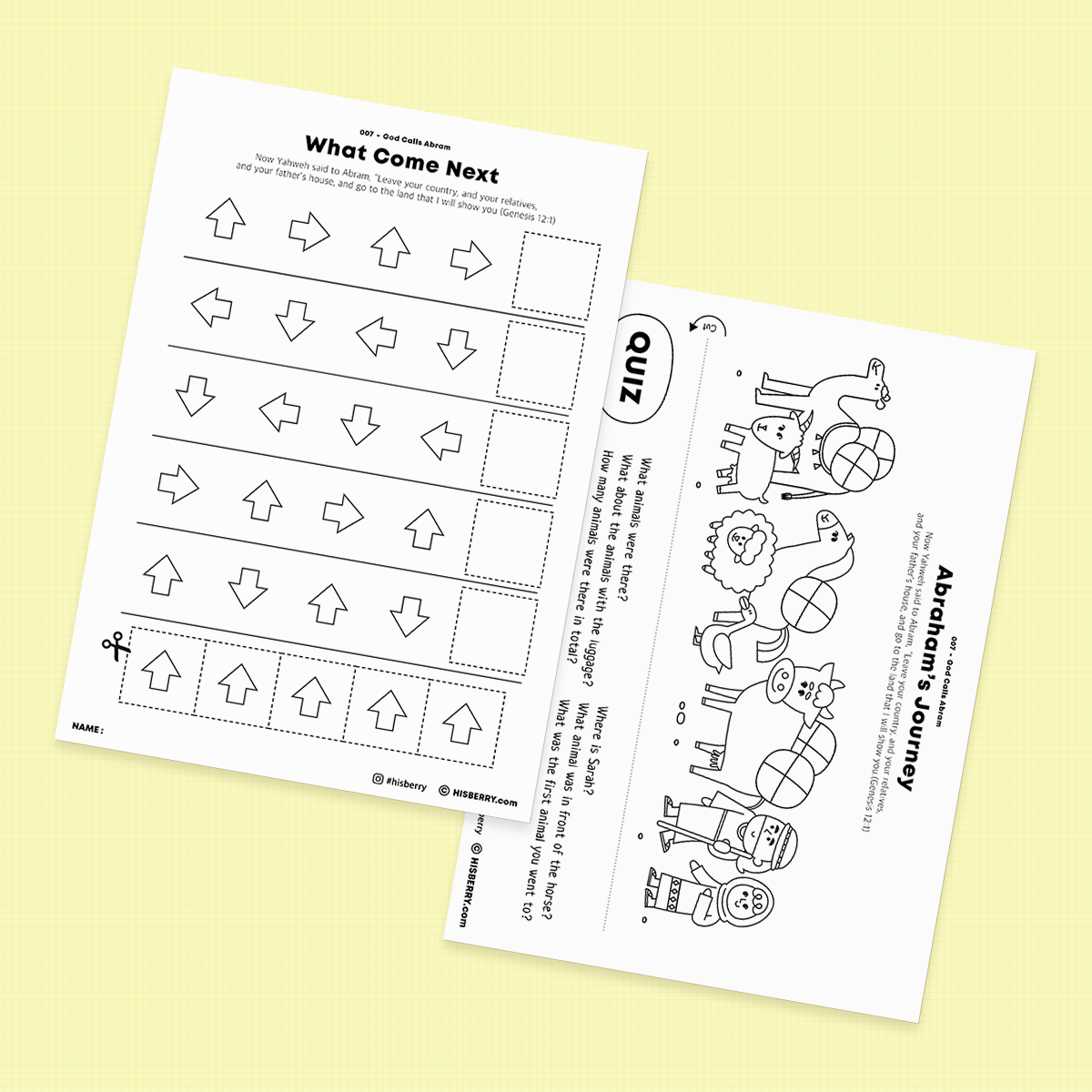 God Calls Abram  Bible lesson Activity Printables for kids