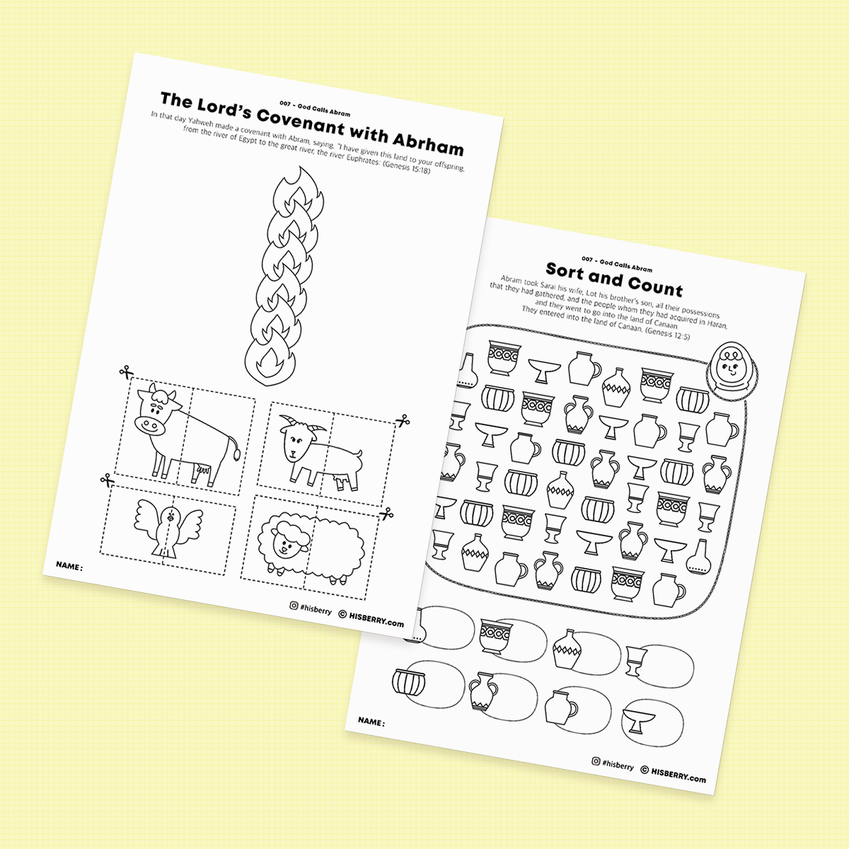 God Calls Abram  Bible lesson Activity Printables for kids