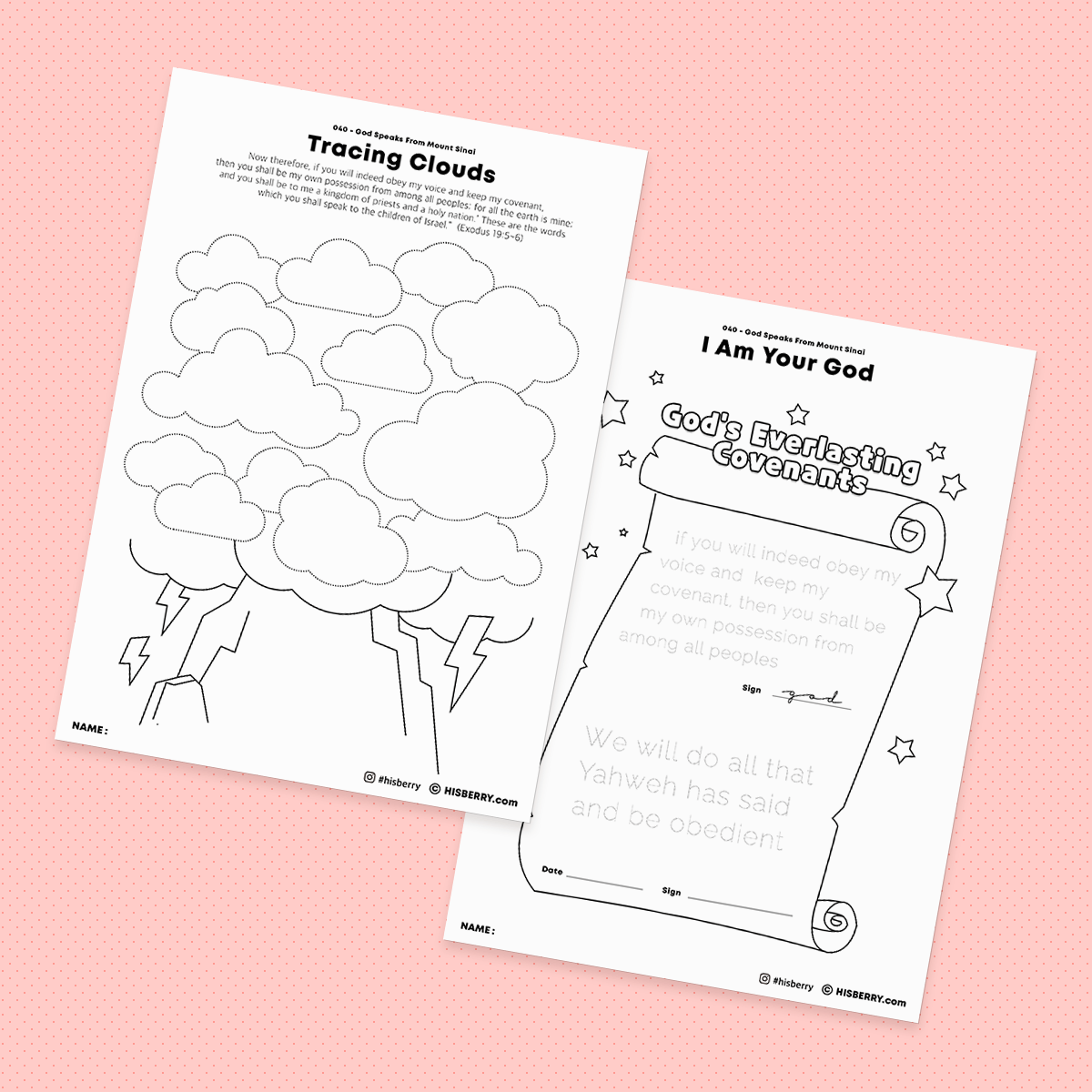 God Speaks From Mount Sinai - Drawing Coloring Pages Printable