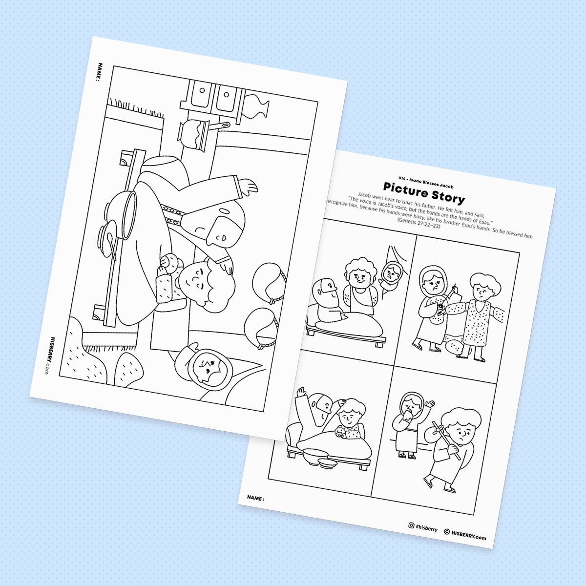 Isaac-Blesses-Jacob-Bible-drawing-Coloring-pages-printables