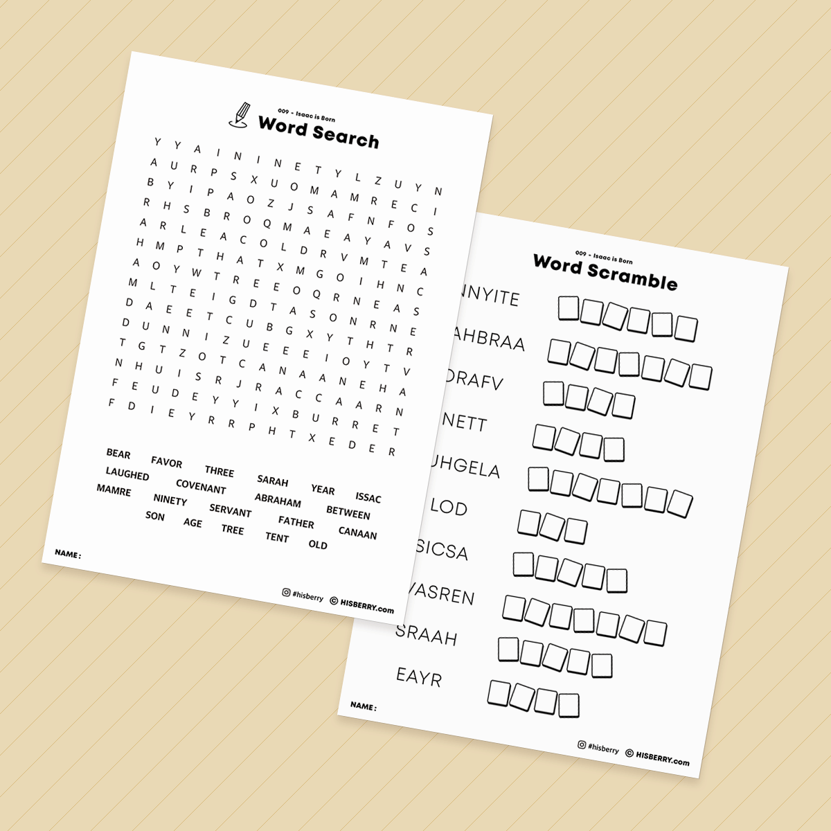 Isaac is Born Bible lesson Activity Printables for kids