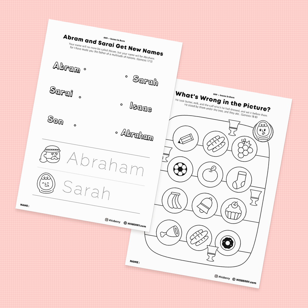 Isaac is Born Bible lesson Activity Printables for kids