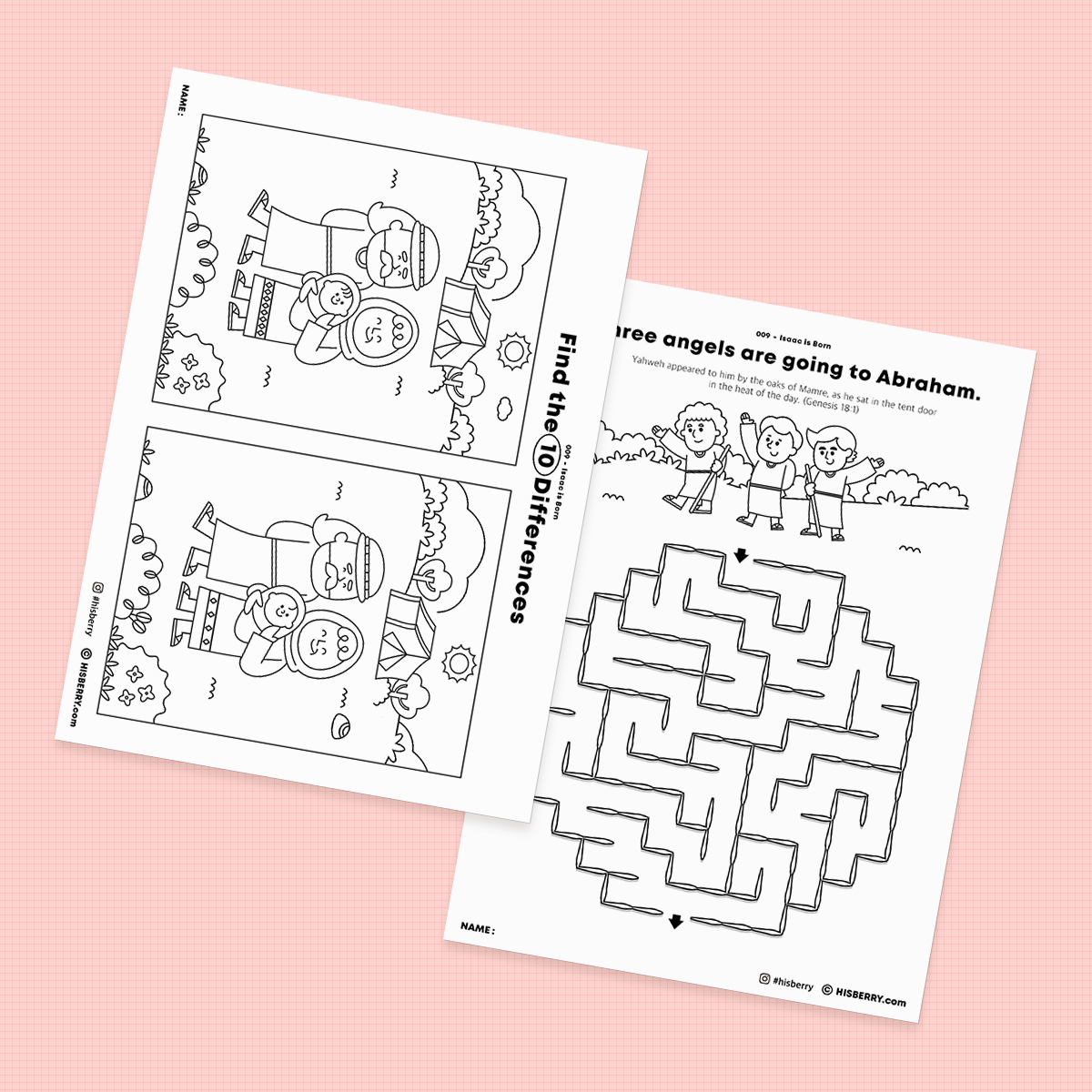 Isaac is Born Bible lesson Activity Printables for kids