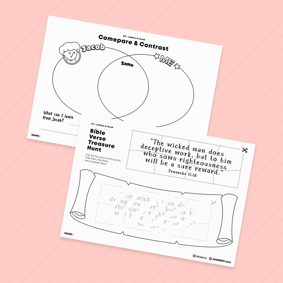 Labban and Jacob - Bible Verse Activity Worksheets