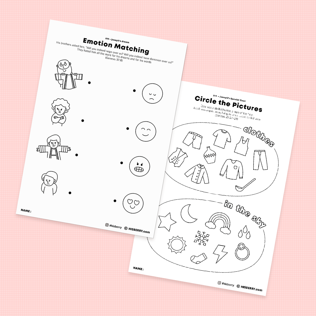 [019] Joseph's Special Coat - Activity Worksheets