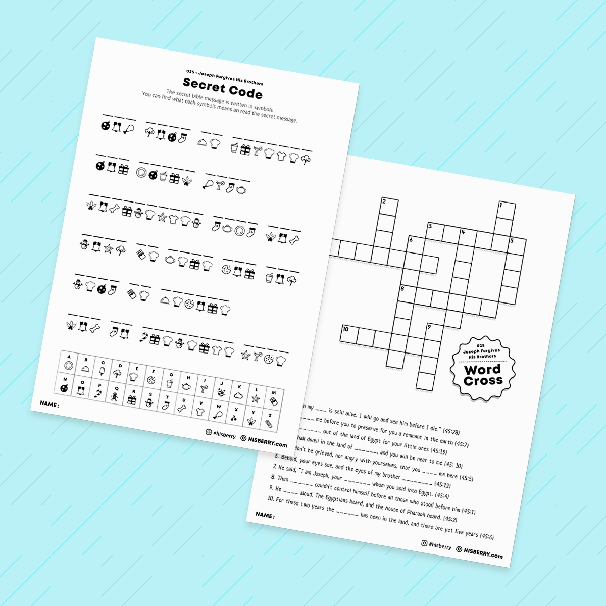 Joseph Forgives His Brothers - Bible Verse Activity Worksheets