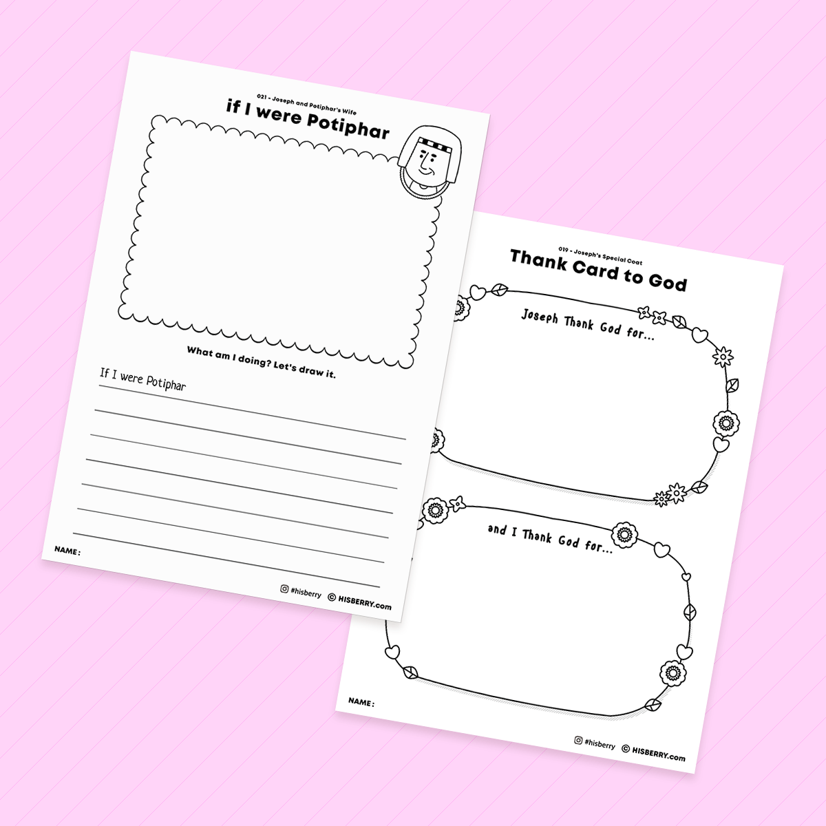 Potiphar's Wife and Joseph - Bible Verse Activity Worksheets