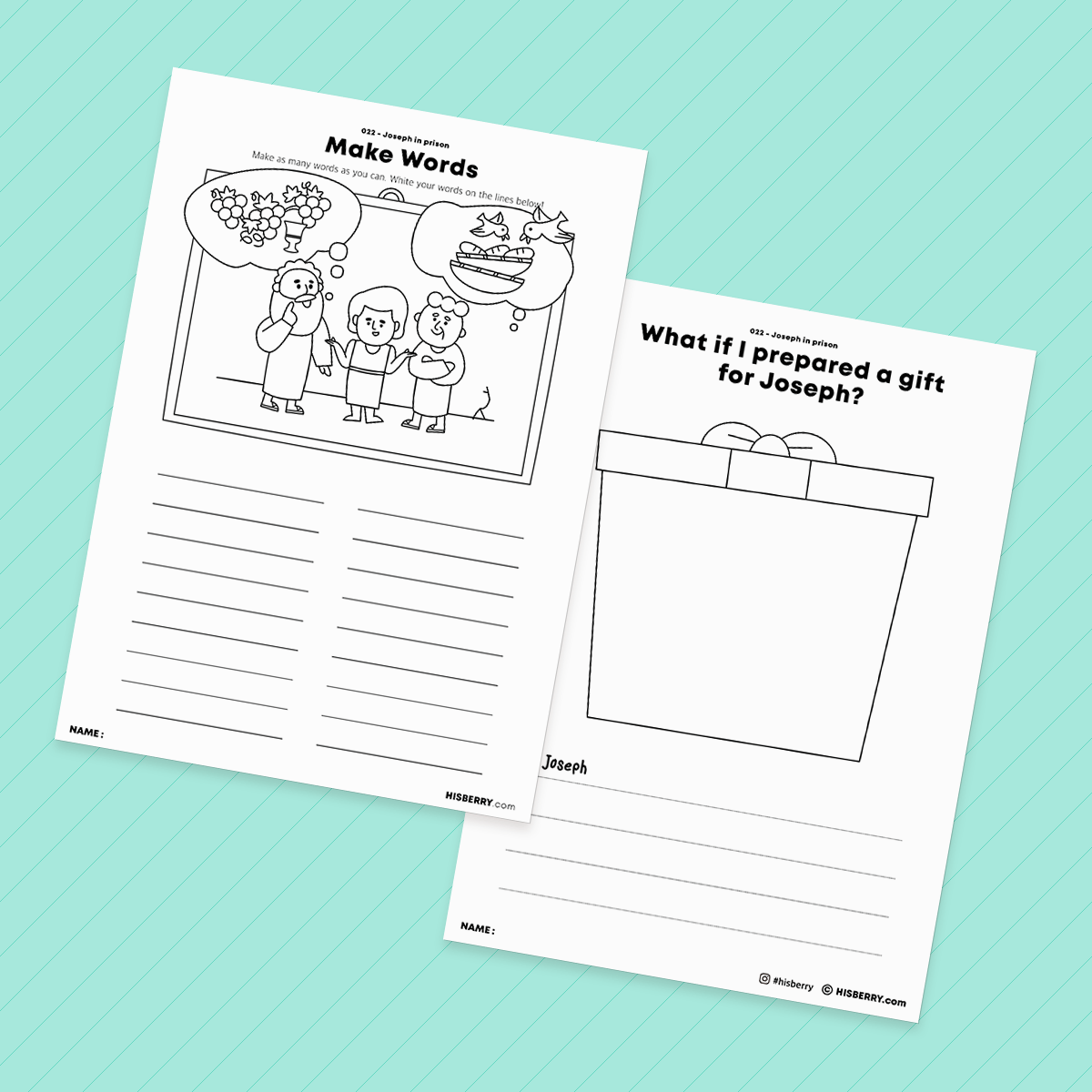 Joseph in prison - Bible Verse Activity Worksheets