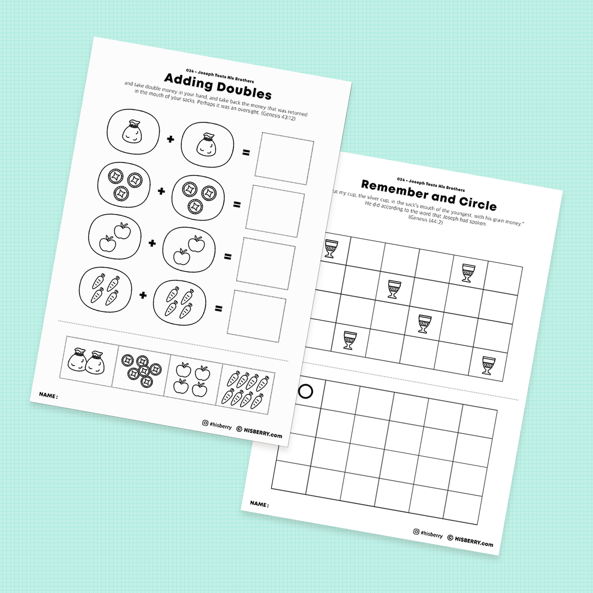 Joseph Tests Brothers - Activity Worksheets