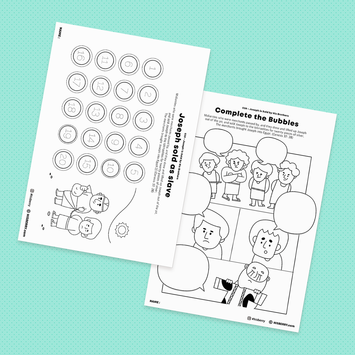 Joseph Is Sold by His Brothers - Drawing Coloring Pages Printable