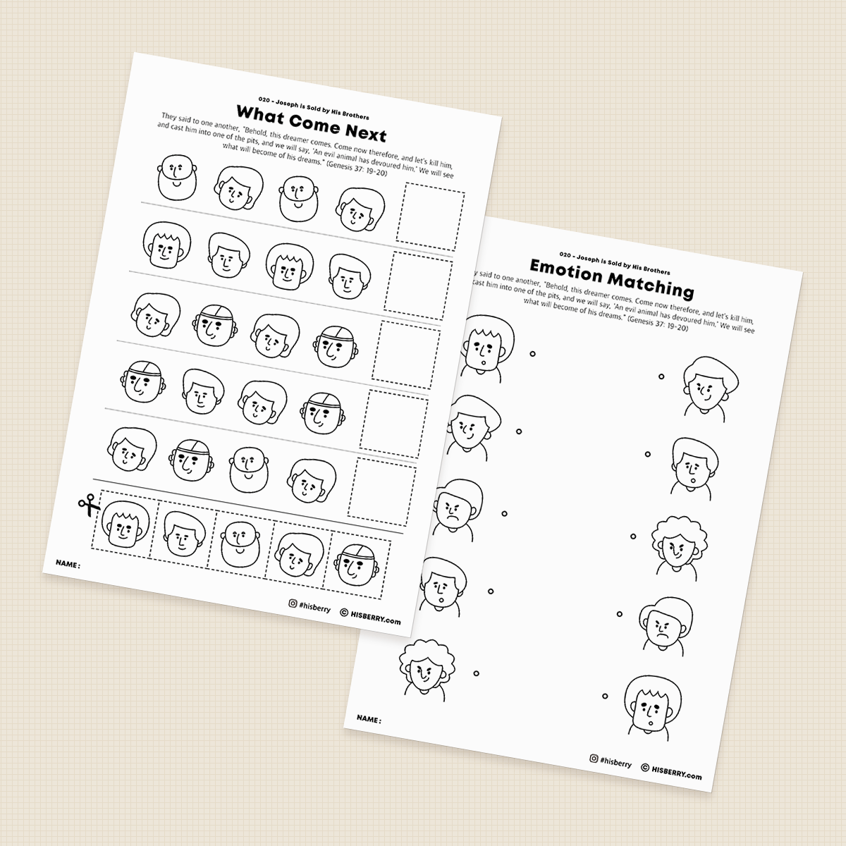 Joseph Is Sold by His Brothers - Activity Worksheets