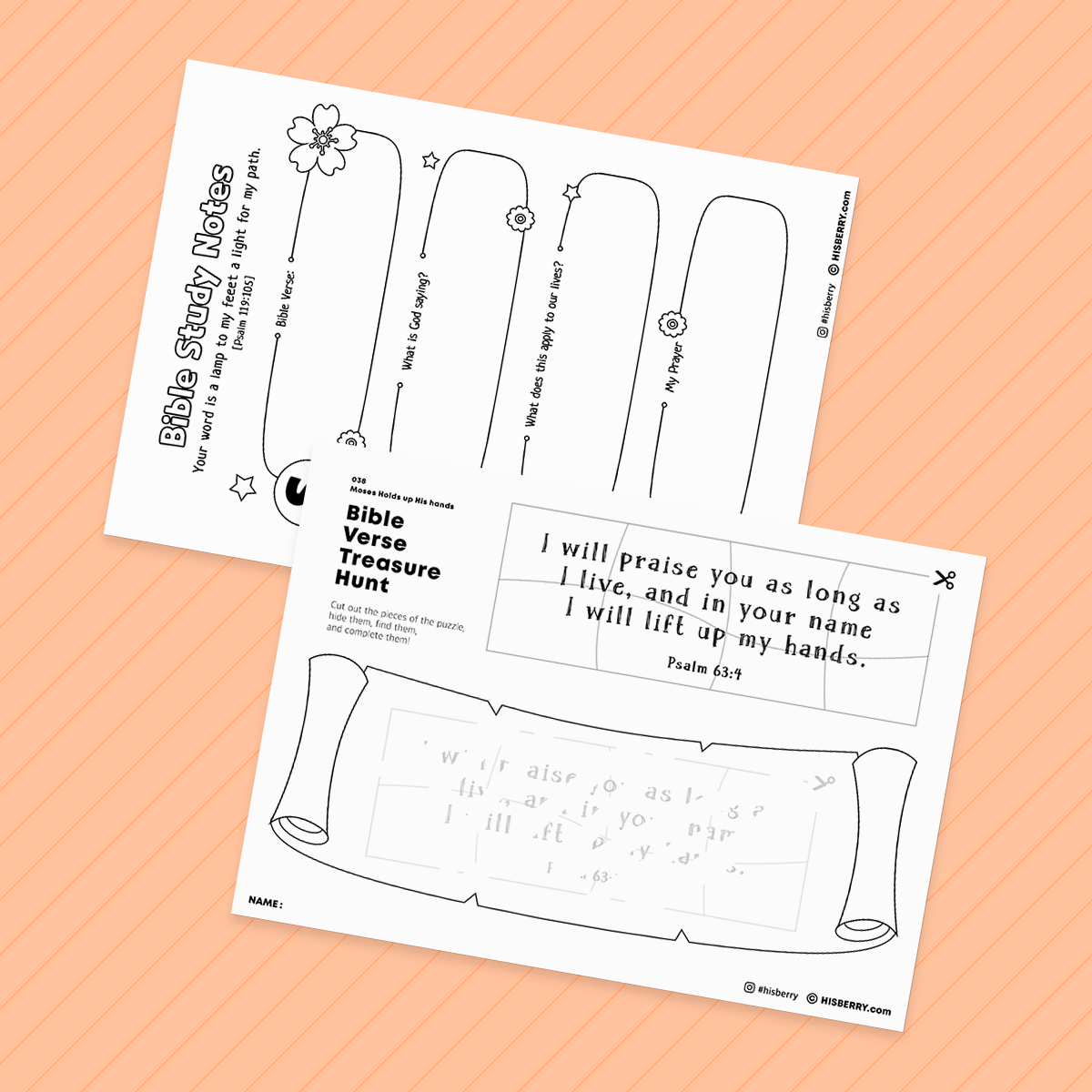 Moses Holds up His hands - Bible Verse Activity Worksheets