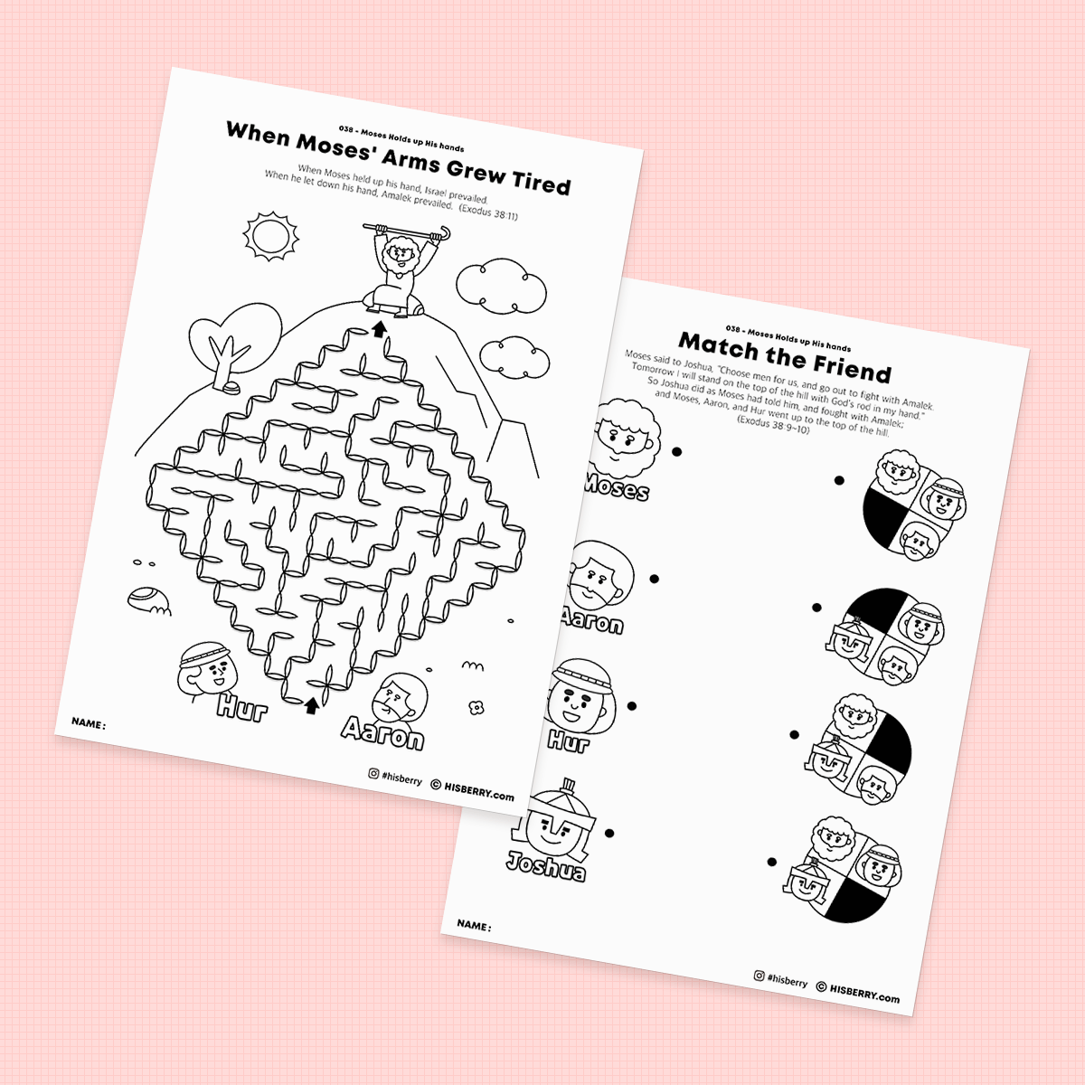 Moses Holds up His hands - Activity Worksheets