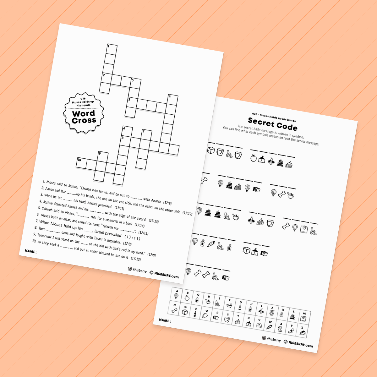 Moses Holds up His hands - Bible Verse Activity Worksheets