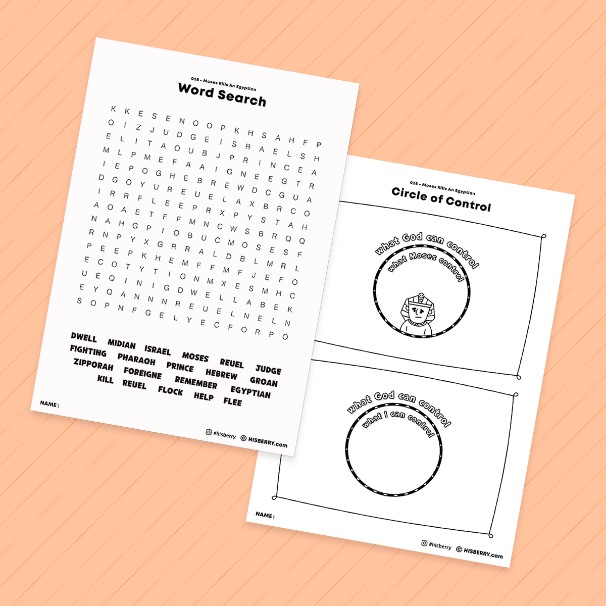 Moses Kills An Egyptian- Bible Verse Activity Worksheets