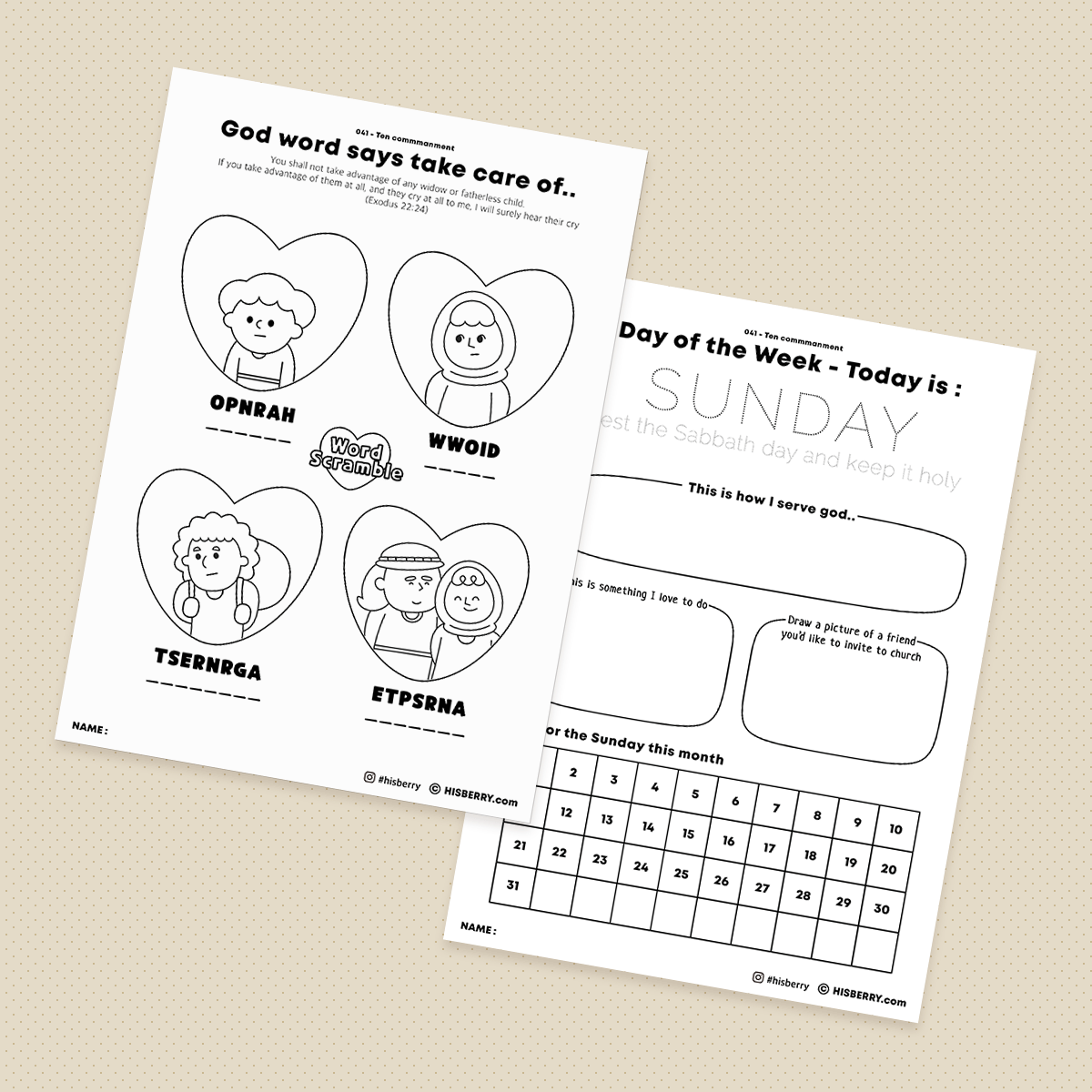 Ten Commanments - Drawing Coloring Pages Printable