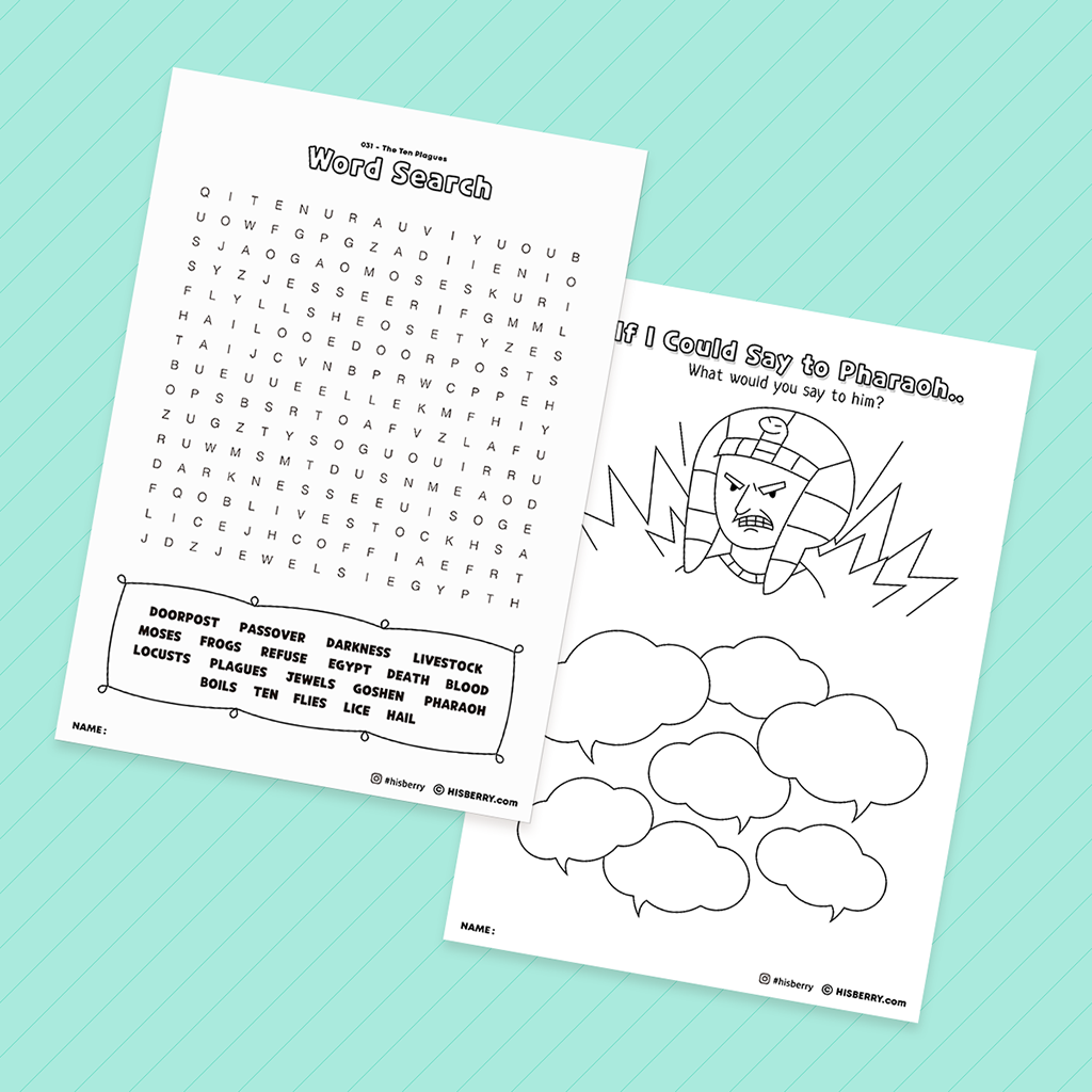 The Ten Plagues - Bible lesson Activity Printables for kids