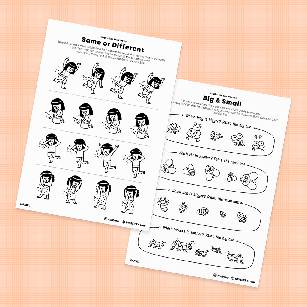 The Ten Plagues - Bible lesson Activity Printables for kids