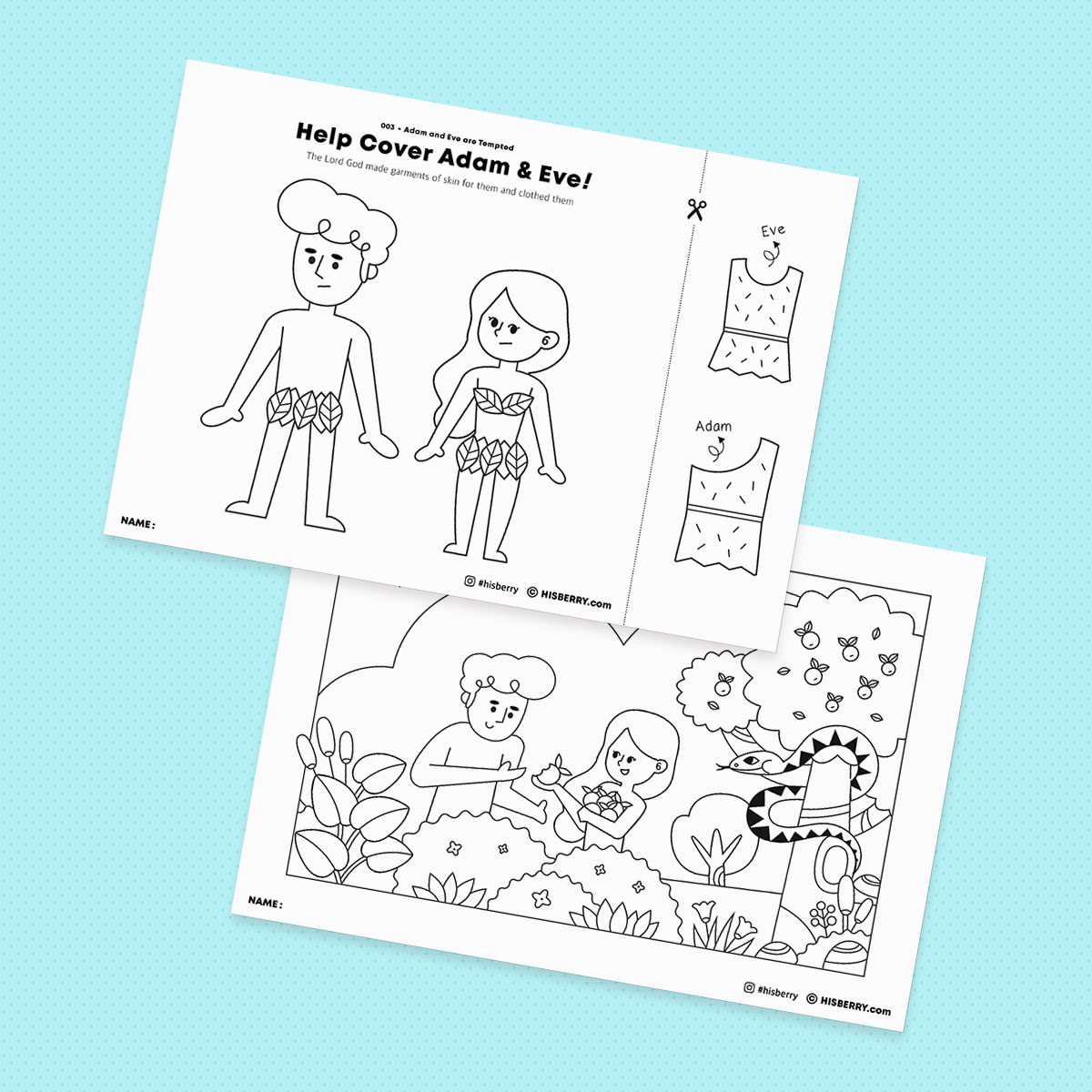 The Fall of Eden Adam and Eve 's sin  Bible lesson drawing coloring pages Printables for kids