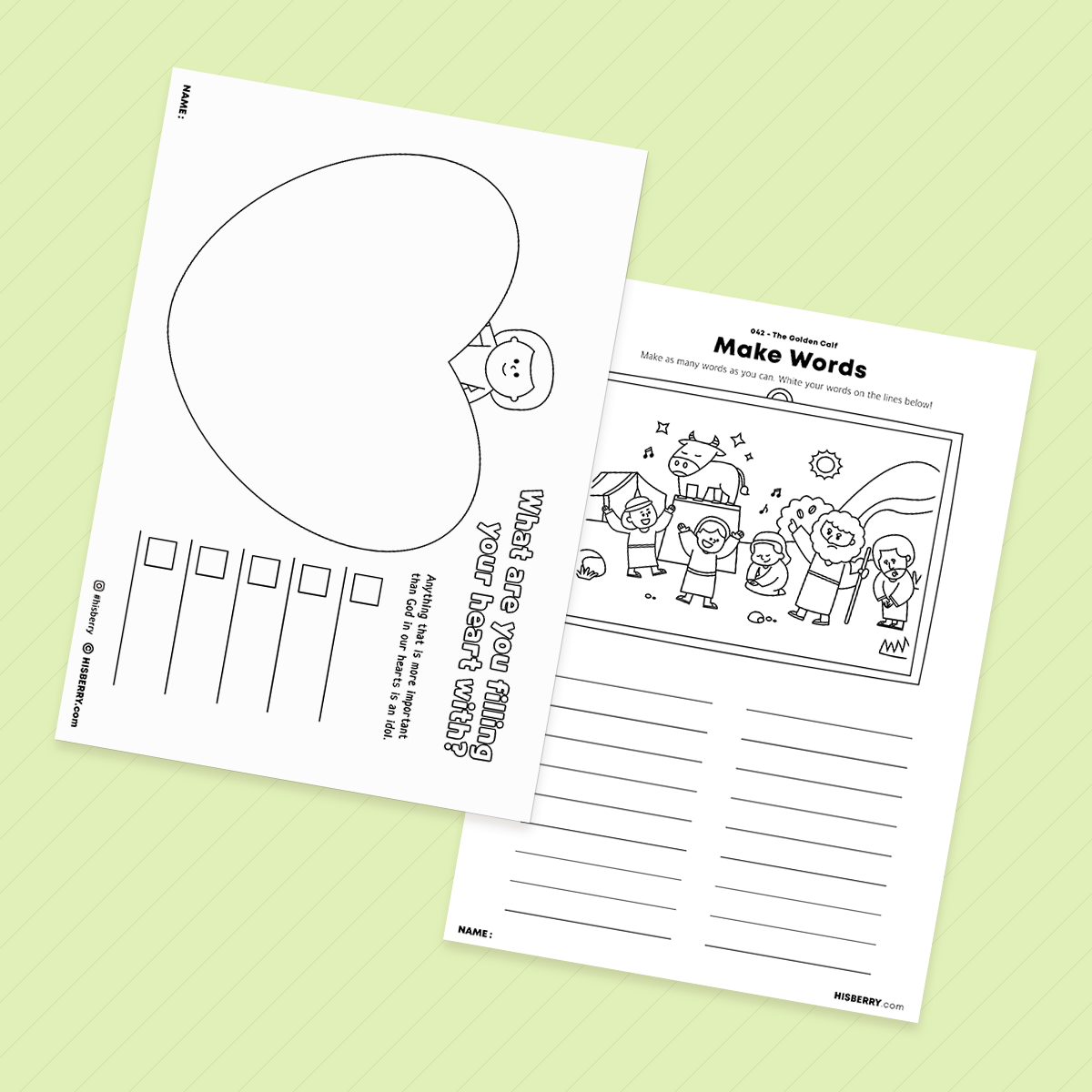 The Golden Calf - Bible Verse Activity Worksheets