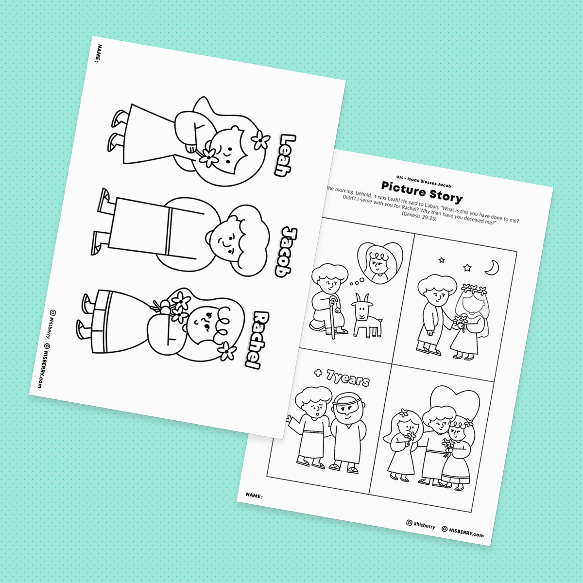 jacob and leah and rachel coloring pages