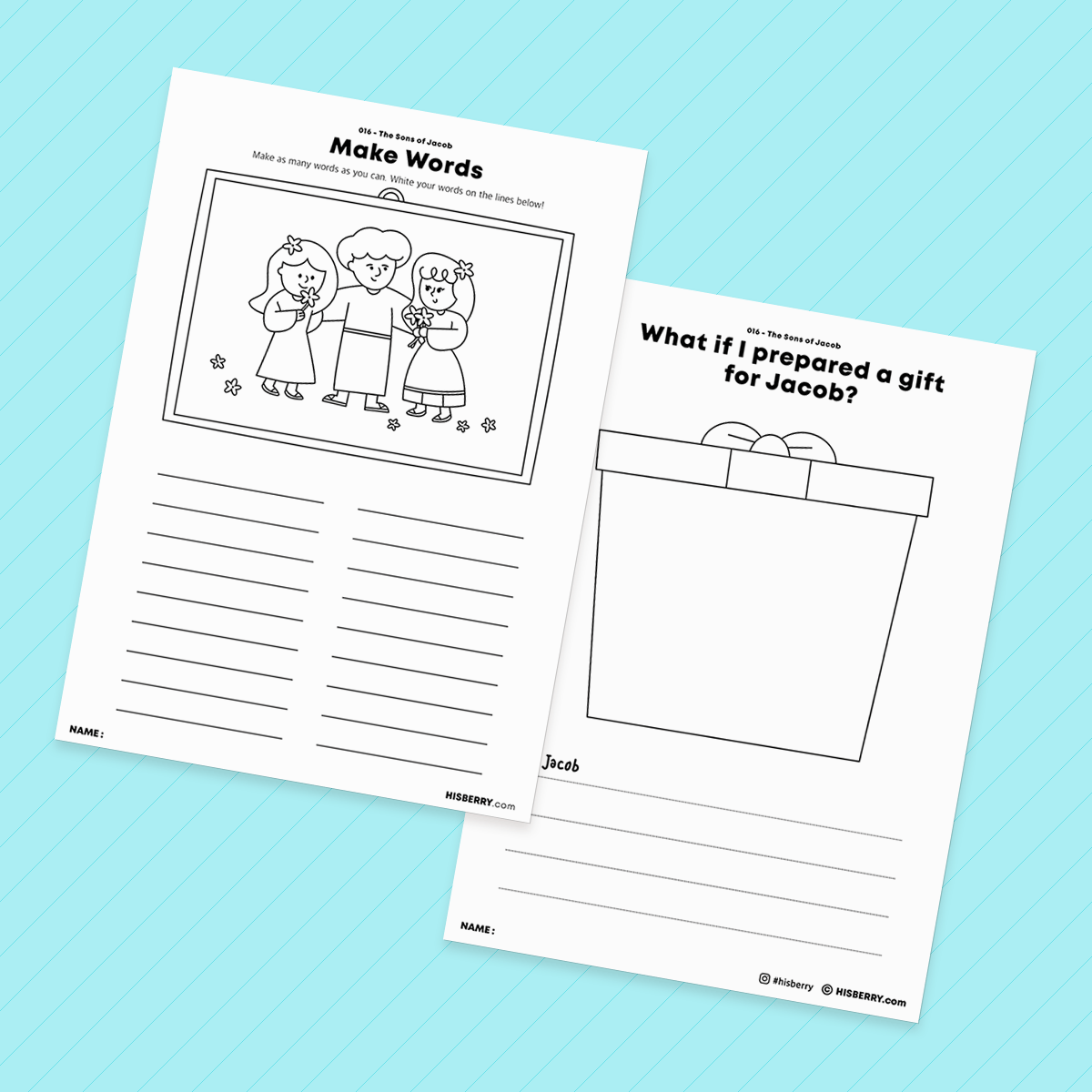 The Sons of Jacob -Bible Verse Activity Worksheets