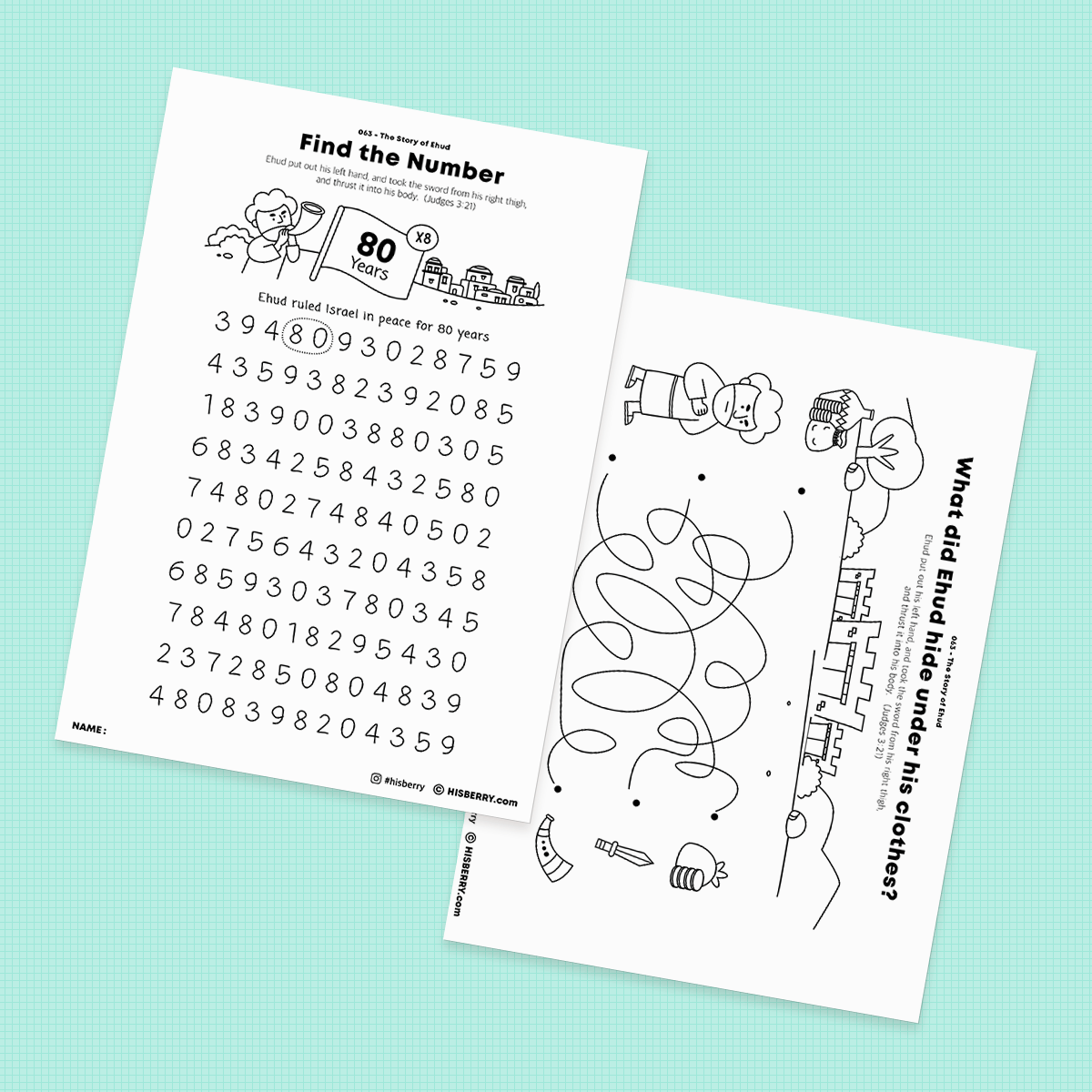 The-Story-of-Ehud-Bible-Activity-Printables-worksheet