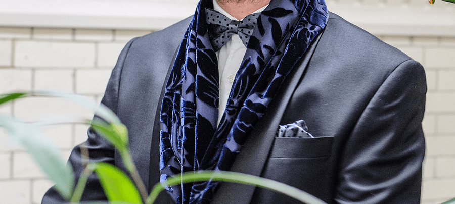 MEN'S SILK SCARF, BLUE - VINCENT