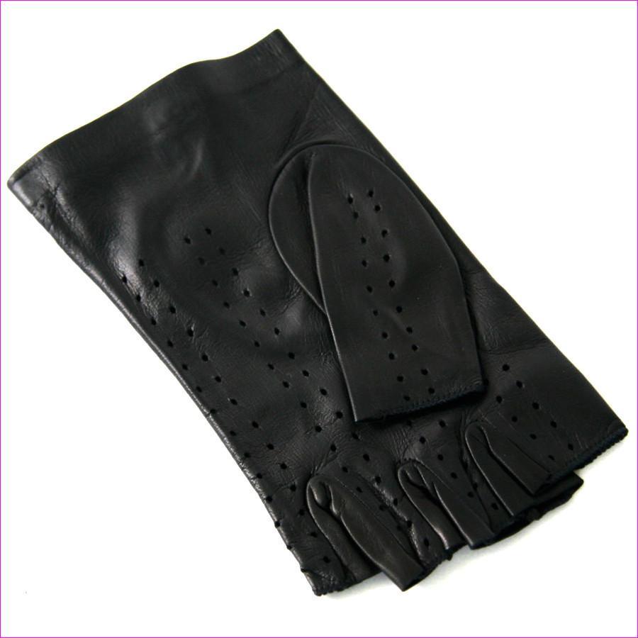 Ladies Black Leather Fingerless Gloves Uk 5166