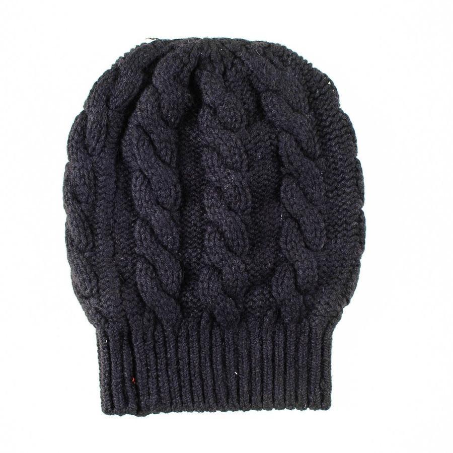 Black Cable Knit Cashmere Slouch Beanie – Black.co.uk