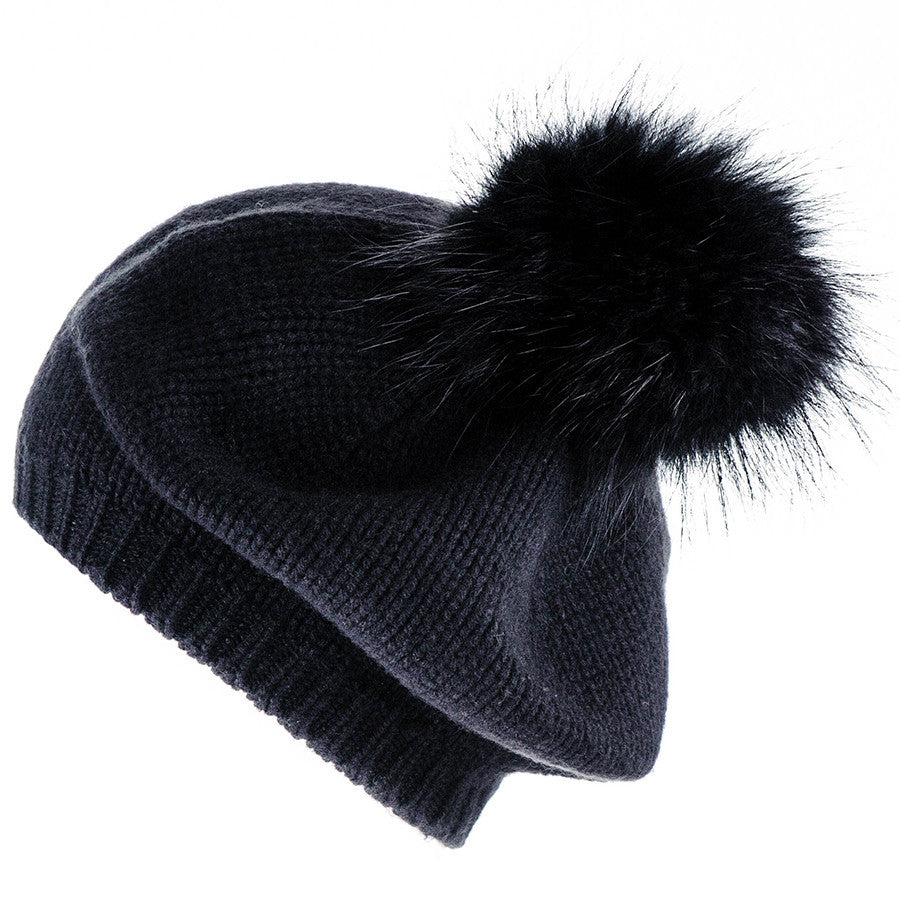 womens fur bobble hat