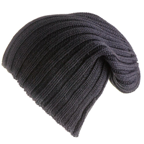 Black Rib Knit Cashmere Beanie – Black.co.uk