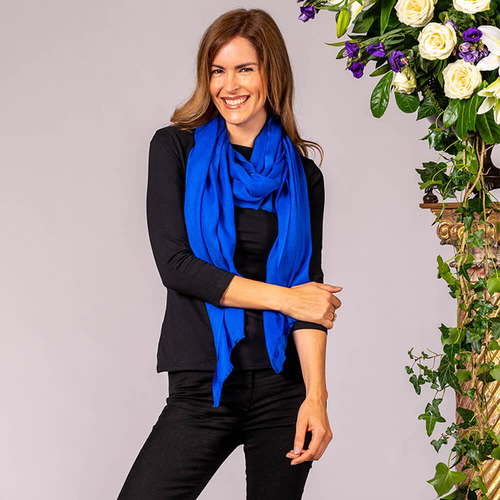 Sapphire Blue Cashmere and Silk Wrap