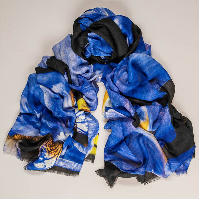 Pre Order - The Floral Trilogy - Blue Iris Cashmere and Silk Wrap