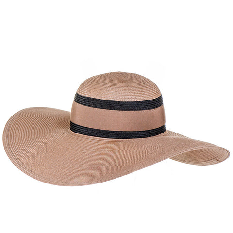 Sand and Black Wide Brimmed Hat