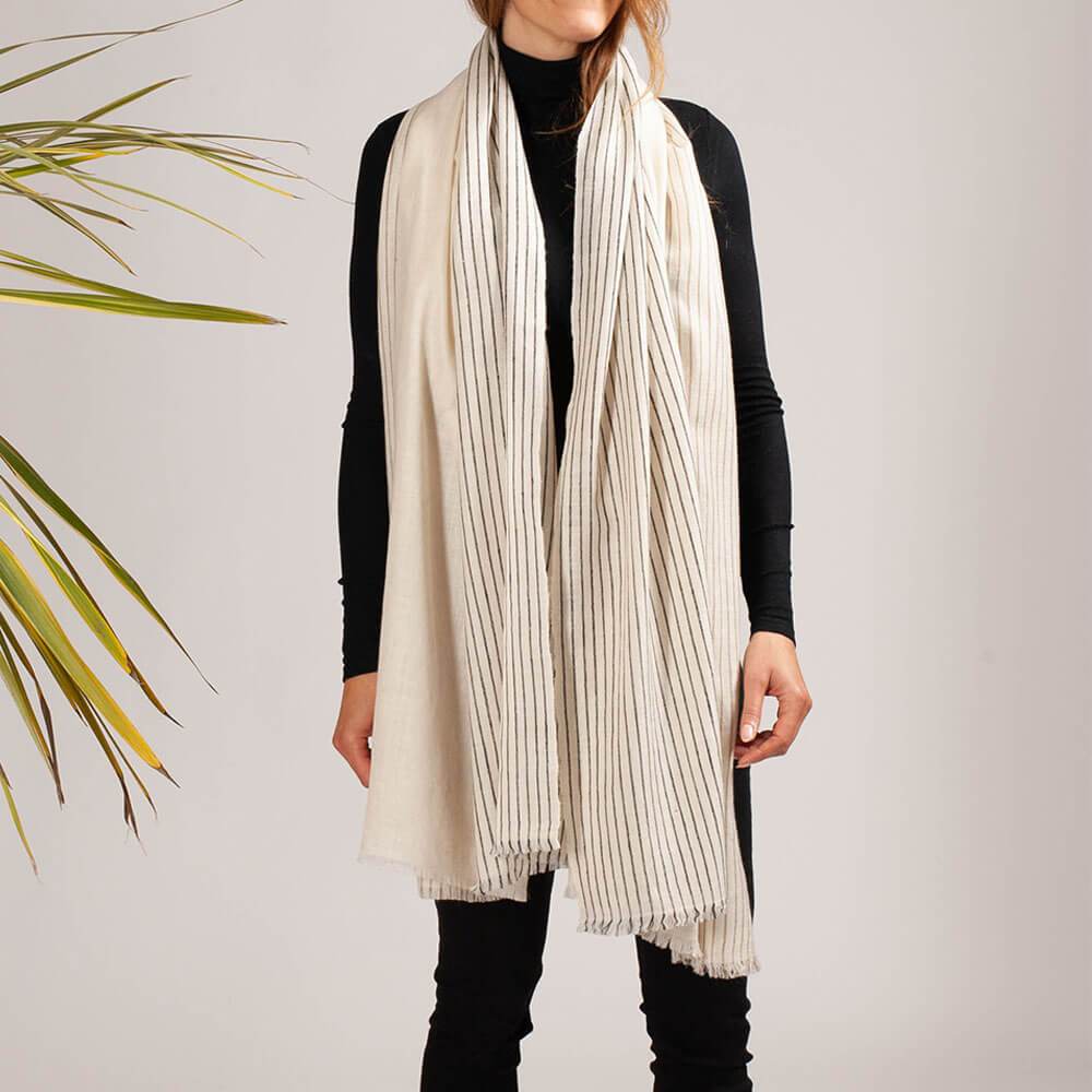 Narrow Striped Cashmere Shawl