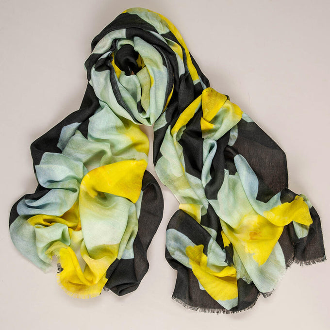 Pre Order - The Floral Trilogy - Yellow Daffodil Cashmere and Silk Wrap
